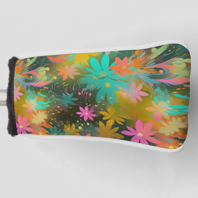 Niedliches, farbiges, blumengeschmücktes Abstrakte Golf Headcover (Vorderseite)