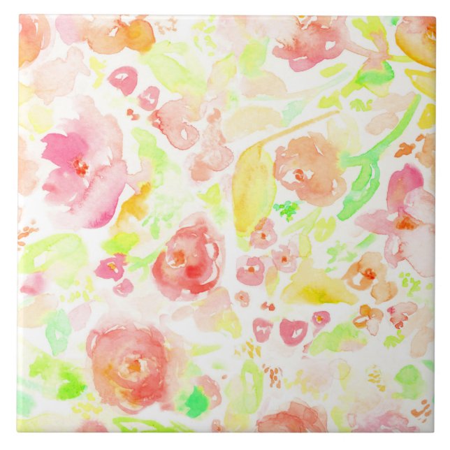 Niedliches, farbiges Blumenmuster Fliese (Vorderseite)