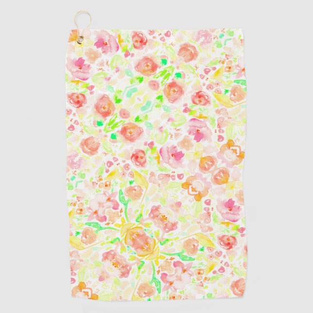 Niedliches, farbiges Blumenmuster Golfhandtuch (Vorderseite)