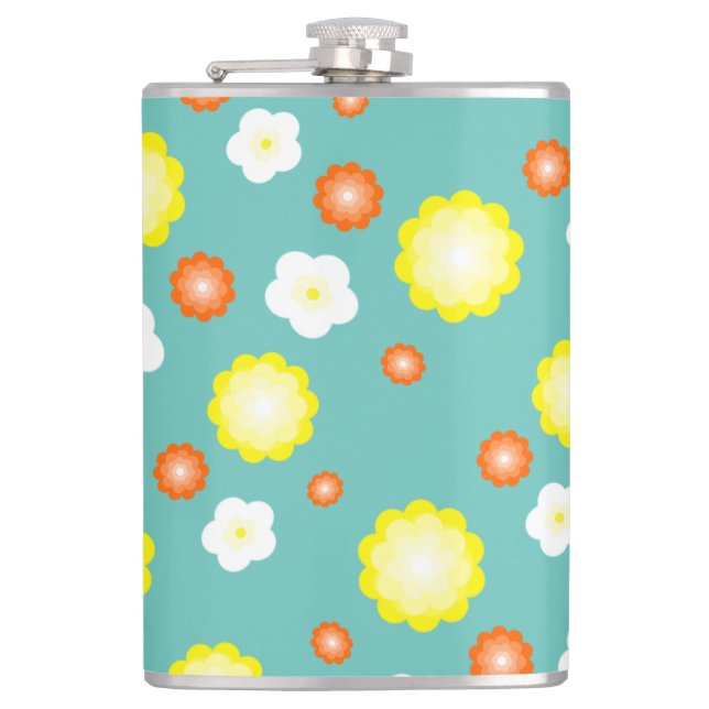 Niedliches farbiges Daisy-Blume-Muster Flachmann (Vorderseite)