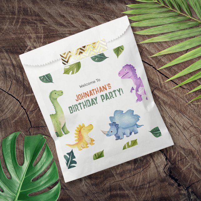 Niedliches farbiges Dinosaurier Kindergeburtstag P Geschenktütchen (Cute Colorful Dinosaur Kids Birthday Party Favor Bag)