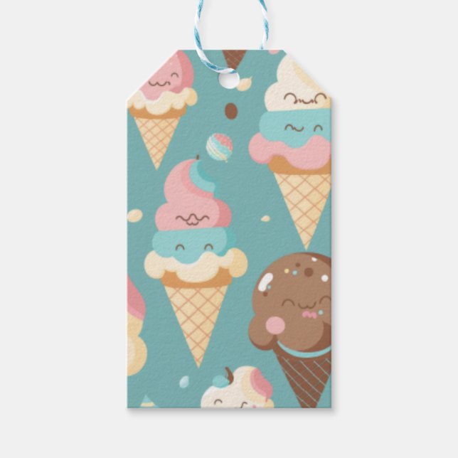 Niedliches, farbiges Eis Geschenkanhänger (Vorderseite)