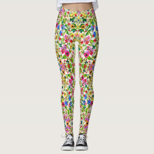 Niedliches farbiges Federblumenschild, Blume Leggings
