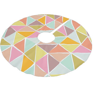 Niedliches, farbiges Handgezeichnetes geometrische Polyester Weihnachtsbaumdecke