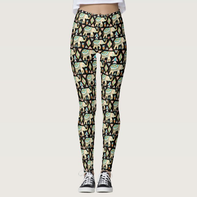 Niedliches farbiges Indianerelementmuster Leggings (Vorderseite)