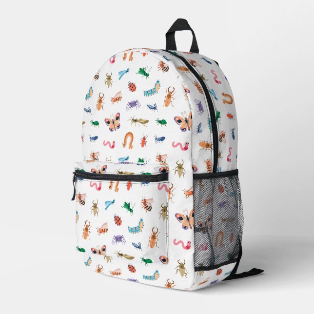 Niedliches farbiges Insektenmuster Bedruckter Rucksack (Rückseitige Ecke Rechts)