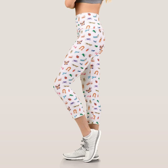 Niedliches farbiges Insektenmuster Capri Leggings (Links)