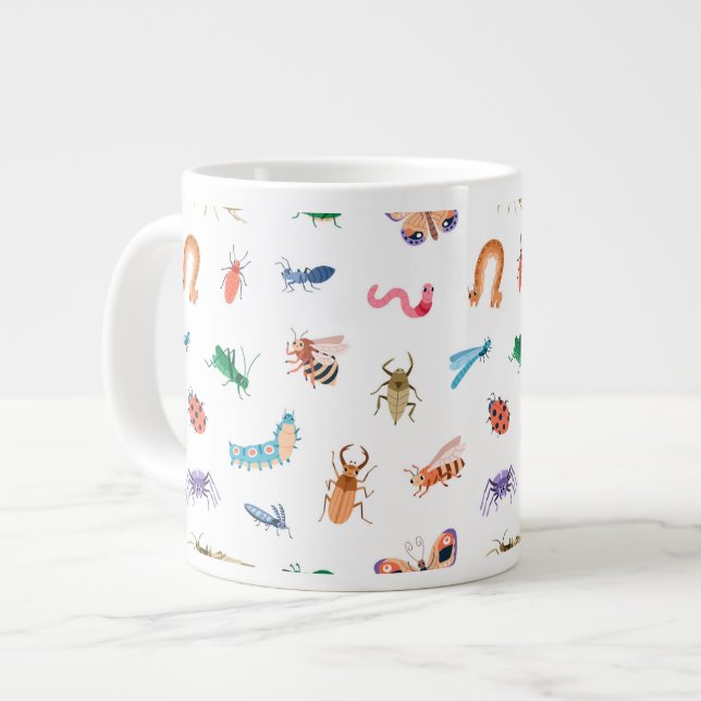 Niedliches farbiges Insektenmuster Jumbo-Tasse (Vorderseite Links)