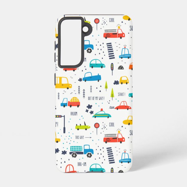 Niedliches, farbiges Muster des Autoverkehrs Samsung Galaxy Hülle (Rückseite)