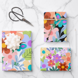 Niedliches, farbiges Muster Geschenkpapier Set