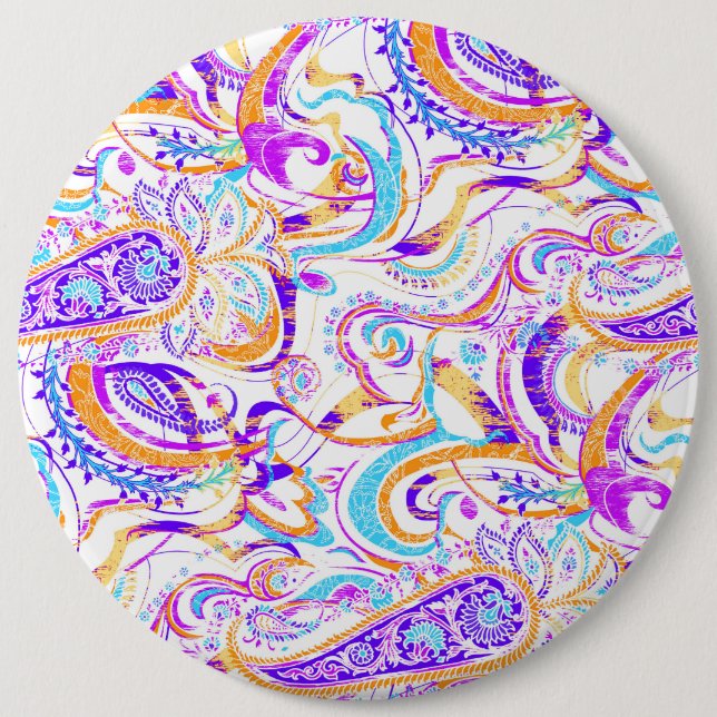 Niedliches, farbiges Paisley-Design Button (Vorderseite)