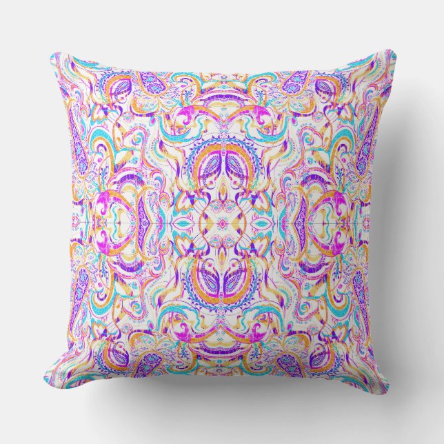Niedliches, farbiges Paisley-Design Kissen (Vorderseite)