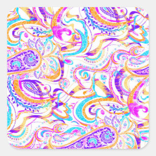Niedliches, farbiges Paisley-Design Quadratischer Aufkleber