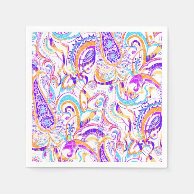 Niedliches, farbiges Paisley-Design Serviette (Vorderseite)