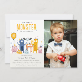 Niedliches farbiges Party Monsters Kindergeburtsta Einladung