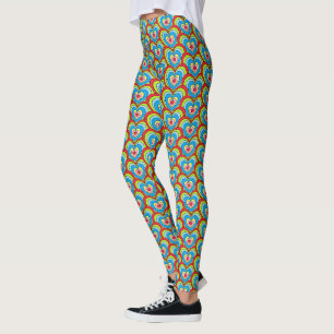 Niedliches, farbiges Regenbogen-Herzmuster Leggings