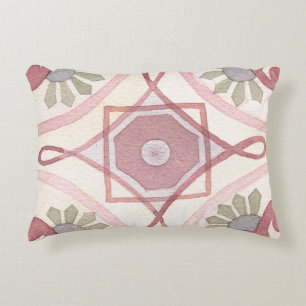 Niedliches farbiges Retro Wasserfarbenmuster pink Dekokissen