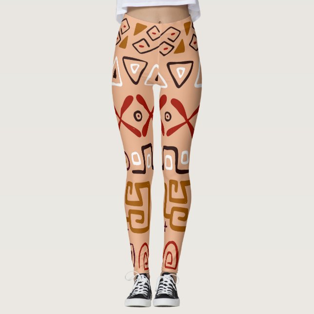 Niedliches, farbiges Stammmuster Rosa und Braun Tr Leggings (Vorderseite)