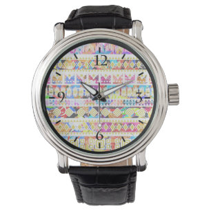 Niedliches farbiges Stammtisch-aztec Muster OtterB Armbanduhr