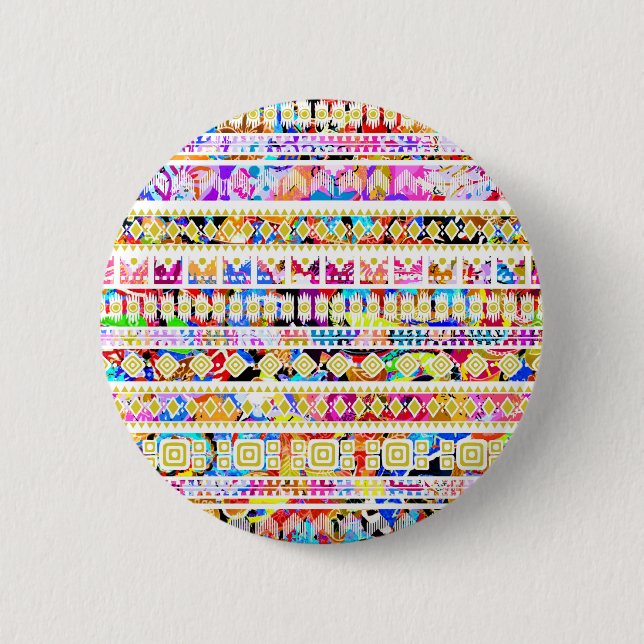 Niedliches farbiges Stammtisch-aztec Muster OtterB Button (Vorderseite)