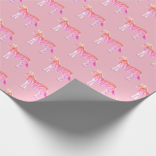 Niedliches farbiges Zebras-Muster beim Tier rosa Geschenkpapier