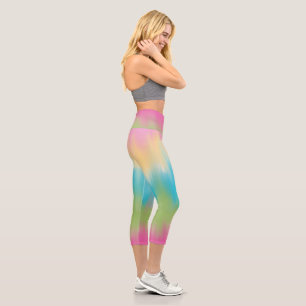 Niedliches Farbmuster von Northern Lights Blue Pin Capri Leggings