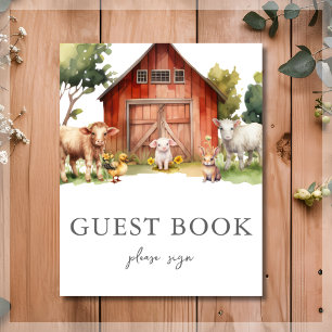 Niedliches Farm Animal Barn Babydusche Gästebuchze Poster