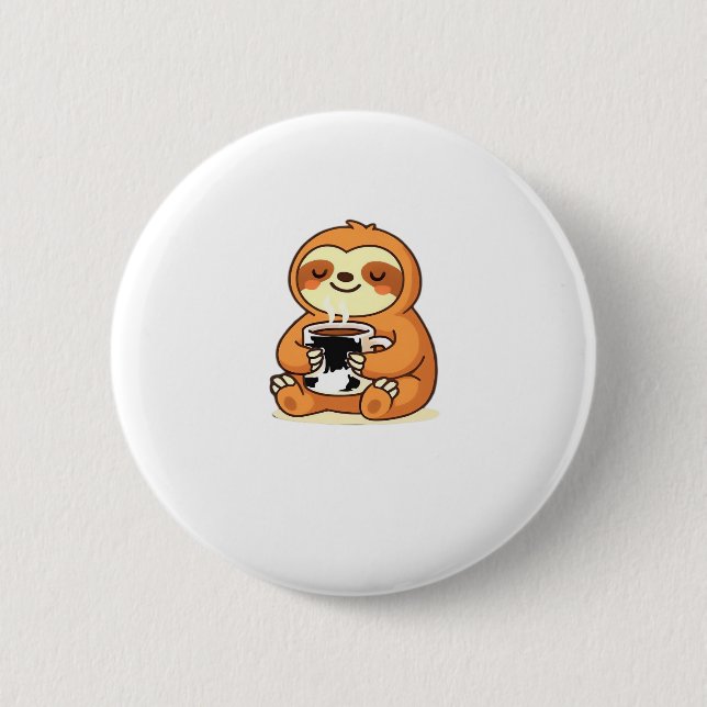 Niedliches Faulenzen mit heißem Kaffee Premium T-S Button (Vorderseite)