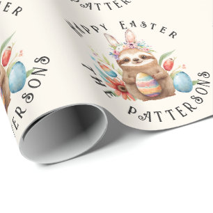 Niedliches Faultier Ostern Kanincheneier Name Geschenkpapier