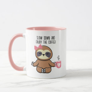Niedliches Faultier, rosafarbener Pfeffer, "Langsa Tasse