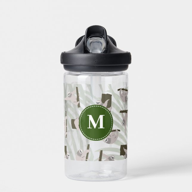 Niedliches Faultiermuster in der Wildwaldmonogramm Trinkflasche (Vorne)