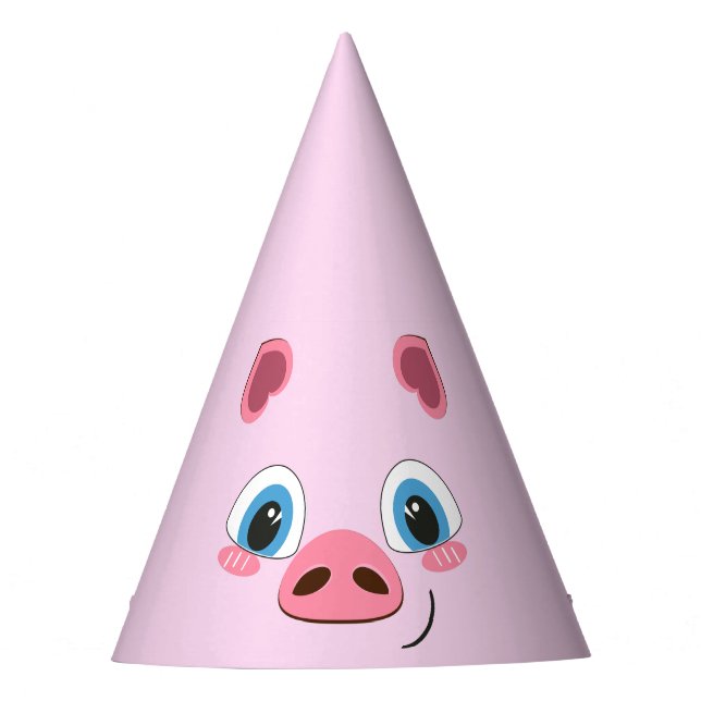 Niedliches Ferkel, blaue Augen Partyhütchen (Vorderseite)