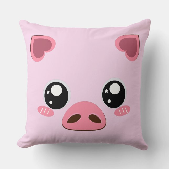 Niedliches Ferkel, rosa Hintergrund Kissen (Vorderseite)