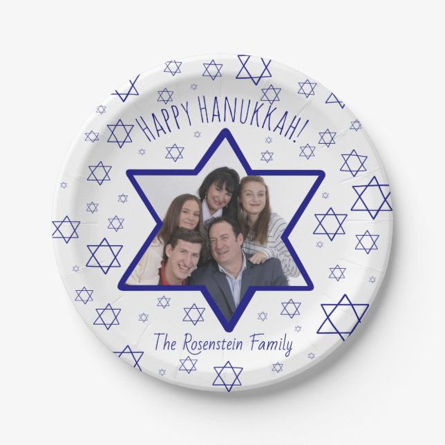 Niedliches festes Happy Hanukkah Foto Star von Dav Pappteller (Vorderseite)