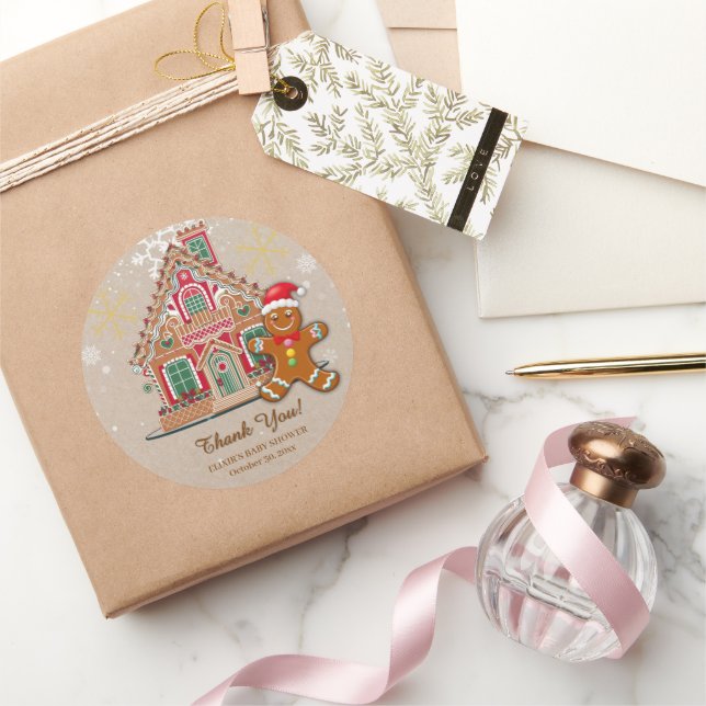 Niedliches festes Lebkuchen Babydusche Runder Aufkleber (Schenken)