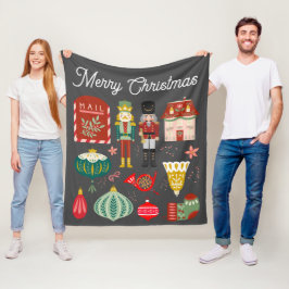 Niedliches festes Nutcracker-Muster Weihnachten Ro Fleecedecke