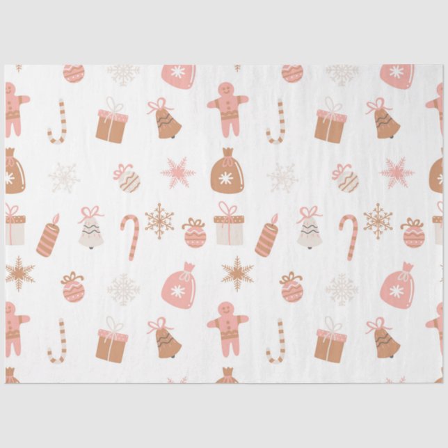 Niedliches festes Pink Weihnachtskuchen Schneefloc Seidenpapier (Vorderseite)