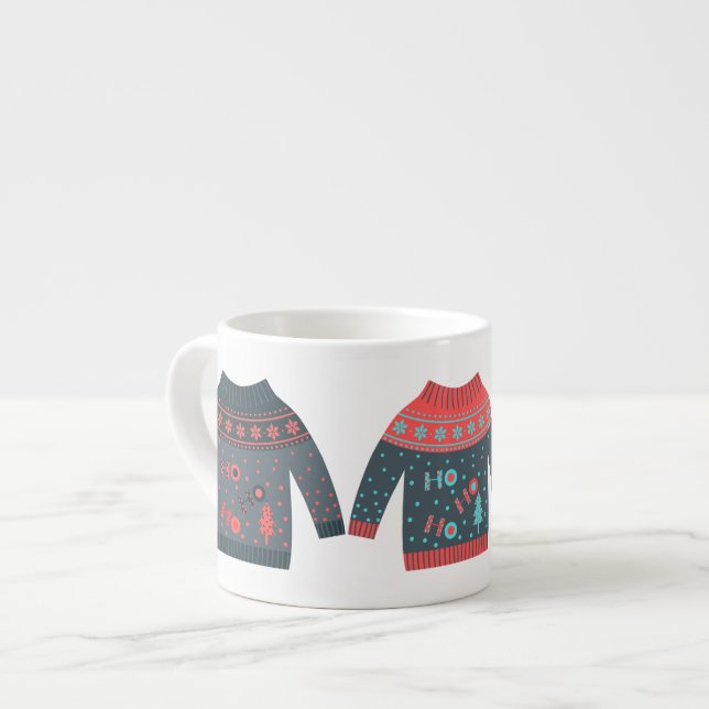 Niedliches festes Ugly Sweater Gemütliche Weihnach Espressotasse (Vorderseite Links)