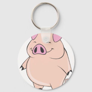 Niedliches fettes Schwein Schlüsselanhänger