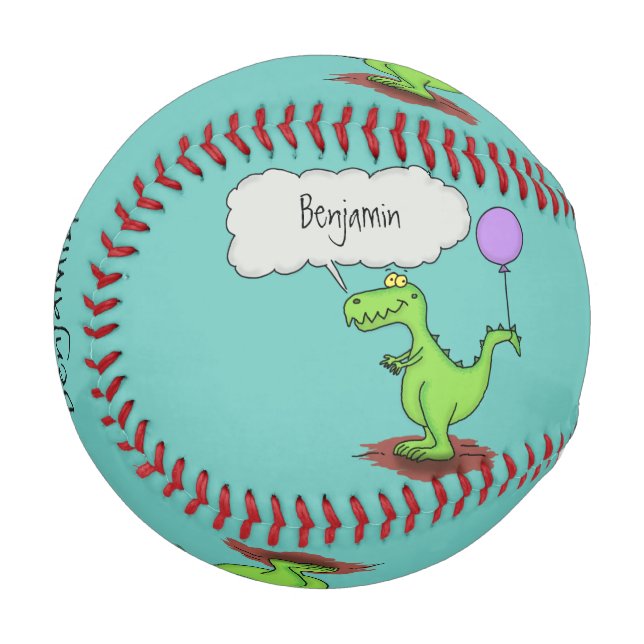 Niedliches Feuer atmet grün lustiger Drache Cartoo Baseball (Vorderseite Links)