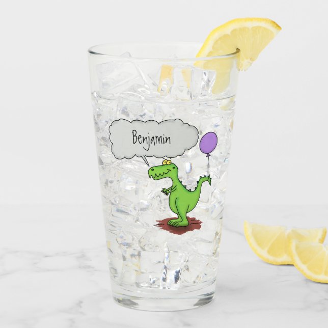 Niedliches Feuer atmet grün lustiger Drache Cartoo Glas (Rückseite Ice)
