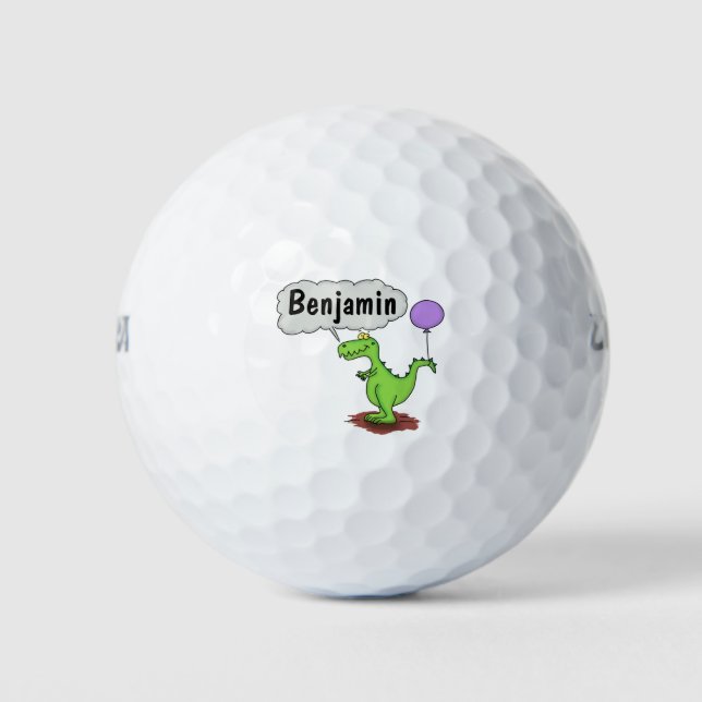 Niedliches Feuer atmet grün lustiger Drache Cartoo Golfball (Vorderseite)
