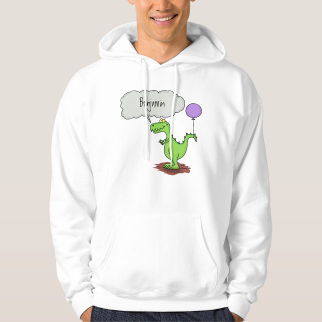 Niedliches Feuer atmet grün lustiger Drache Cartoo Hoodie (Vorderseite)