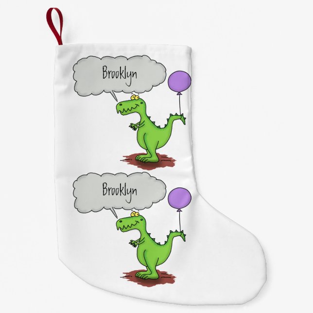 Niedliches Feuer atmet grün lustiger Drache Cartoo Kleiner Weihnachtsstrumpf (Vorderseite)