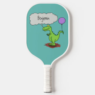 Niedliches Feuer atmet grün lustiger Drache Cartoo Pickleball Schläger