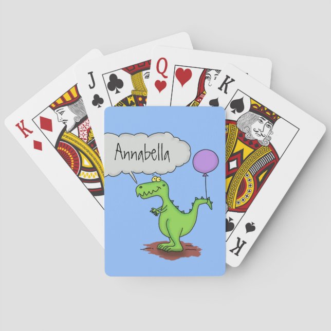 Niedliches Feuer atmet grün lustiger Drache Cartoo Spielkarten (Rückseite)