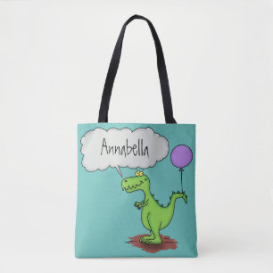 Niedliches Feuer atmet grün lustiger Drache Cartoo Tasche