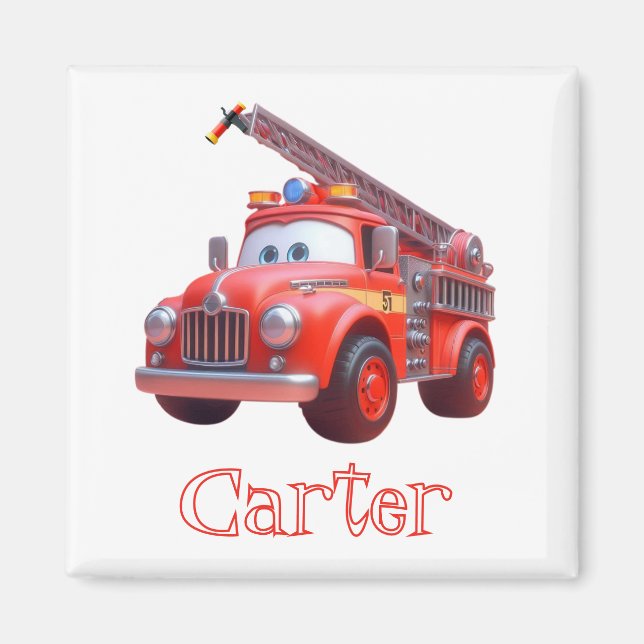 Niedliches Feuerwehrfahrzeug Magnet (Vorne)