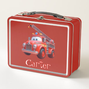 Niedliches Feuerwehrfahrzeug Metall Brotdose