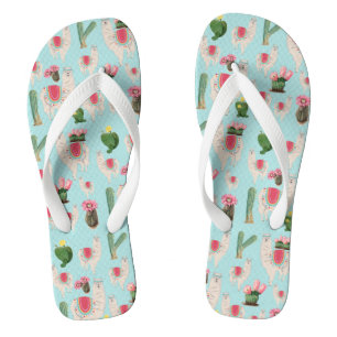 Niedliches Fiesta Llama & Cactus Pattern Flip Flops